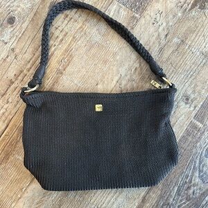 Lina Brown Knit Crocheted Handbag EUC